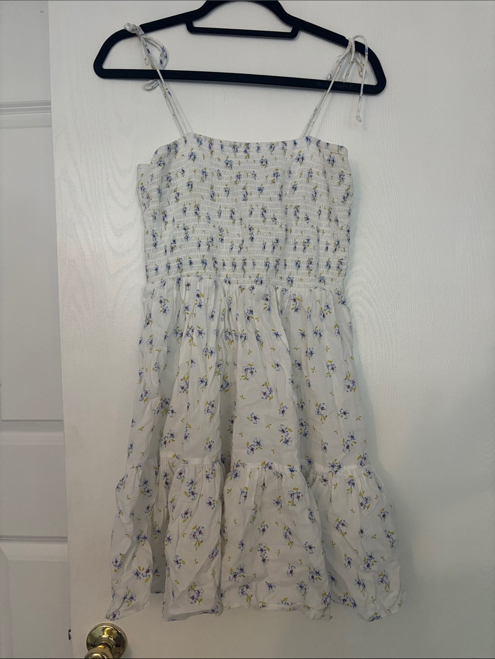 Smocked White Floral Tie-Shoulder Beach Dress